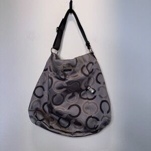 Coach Madison Grey Dotted OP Art Outline Madison Handbag Tote Purse